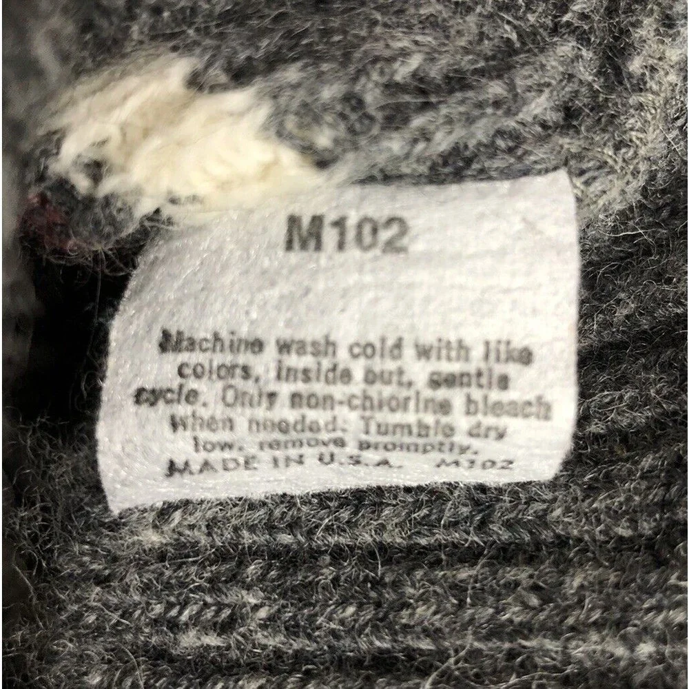 VINTAGE Jantzen Sweater Mens Large Gray Cream Geotmetic Made USA